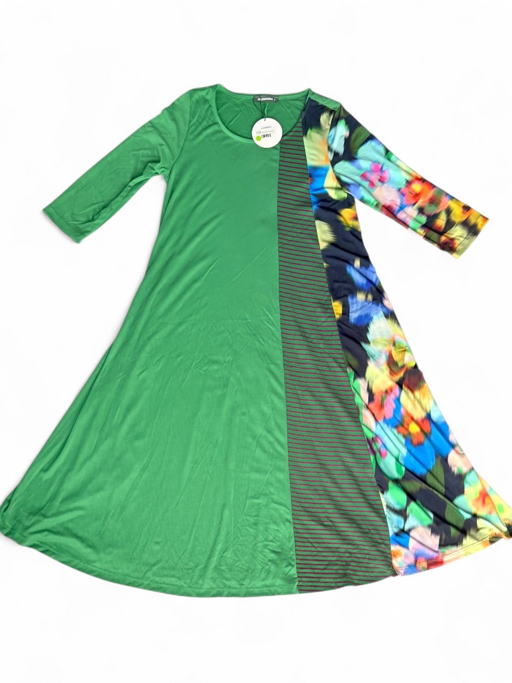 Green Floral Panel Dress by ALEMBIKA